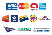 Medios de pago: Visa, Mastercard, Pago Fácil, RapiPago, y mas...